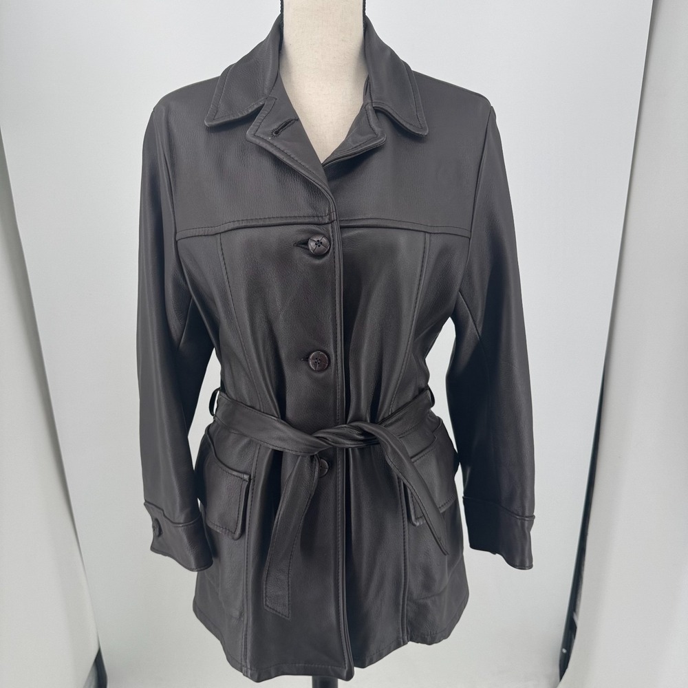 Vintage DeerWear Leather Jacket WOMENS Brown Leather Deerskin Button Close SMALL